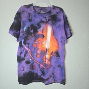Star Wars Her Universe Darth Maul Purple Tie-Dye Boyfriend Fit Girls Shirt sz L